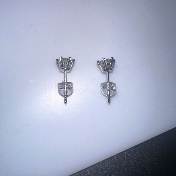 Moissanite Stud Earrings 0.5 Carat Sterling Silver - Picture 4 of 7